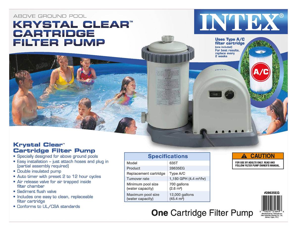 Intex 1500GPH Easy Set Pool Timer & GFCI Filter Cartridge Pump + 2 Hose Adapters