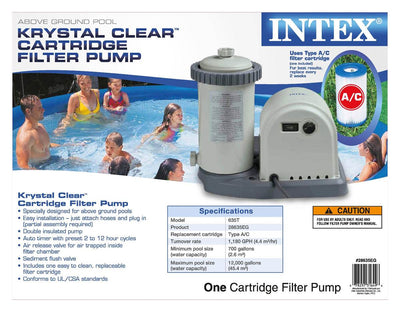 Intex 1500GPH Easy Set Pool Timer & GFCI Filter Cartridge Pump + 2 Hose Adapters