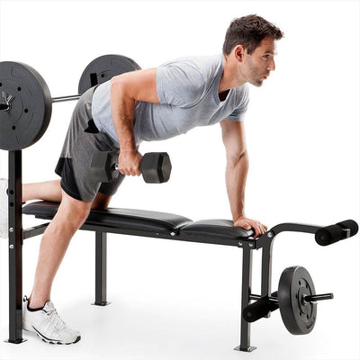 Competitor Pro Home Gym Standard Adjustable Weight Bench with 80 Pound Set