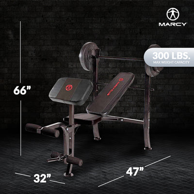 Marcy Pro Home Gym Standard Weight Bench w/ 80 Pound Weight Set, Black (Used) - VMInnovations