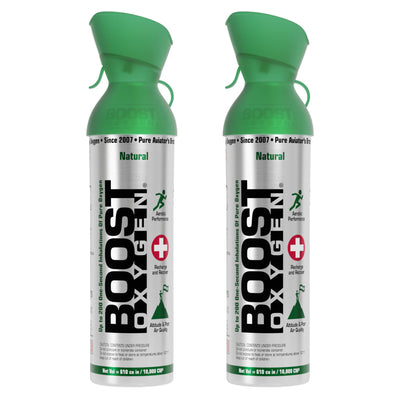 Boost Oxygen 10 Liter Canned Oxygen Bottle with Mouthpiece, Natural (2 Pack)