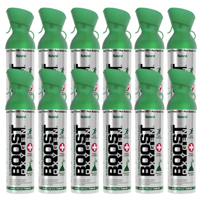 Boost Oxygen 10 Liter Canned Oxygen Bottle with Mouthpiece, Natural (12 Pack) - VMInnovations