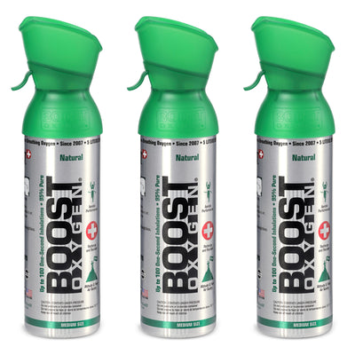 Boost Oxygen Natural Portable 5 Liter Pure Oxygen Canister, Flavorless (3 Pack)