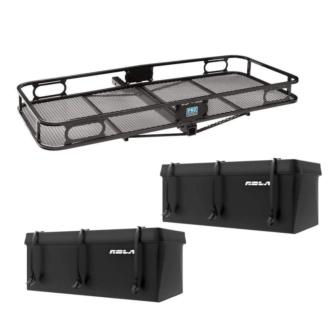 Pro Series Rambler Hitch Cargo Carrier Basket + 2 Pack Cargo Carrier Bags