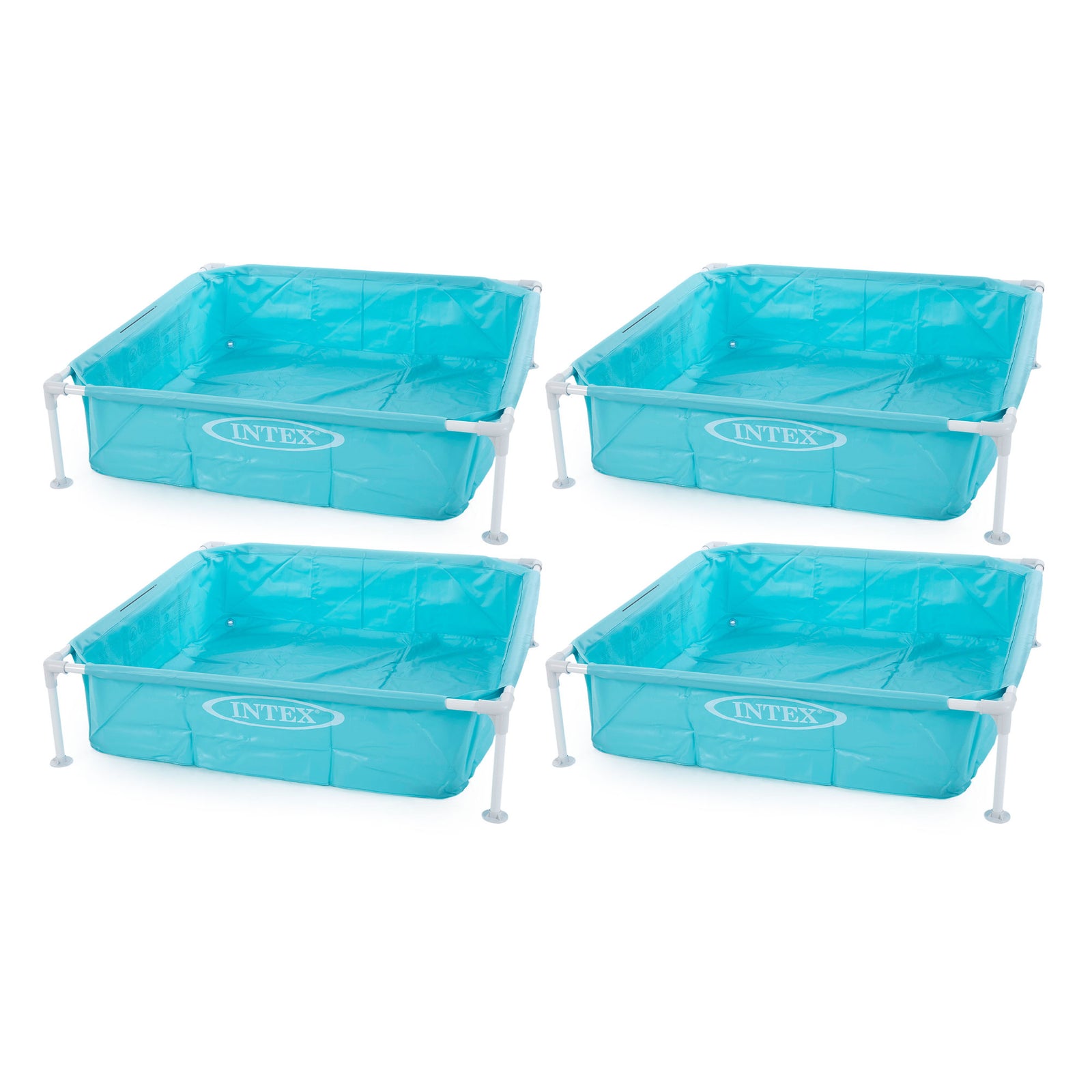 Intex 4ft x 4ft x 12in Mini Frame Kids Beginner Kiddie Swimming Pool (4 Pack) - VMInnovations