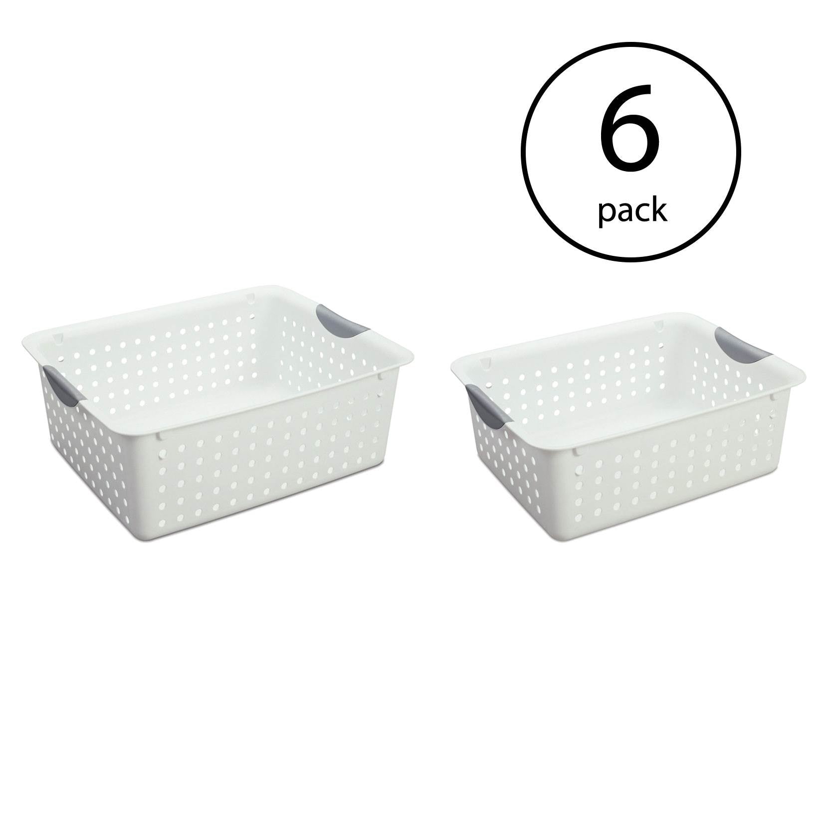 Sterilite Set of Ultra Plastic Storage Bin Baskets w/ Handles, 6 Large, 6 Medium