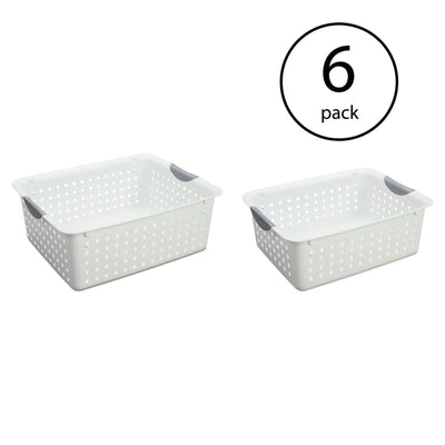 Sterilite Set of Ultra Plastic Storage Bin Baskets w/ Handles, 6 Large, 6 Medium