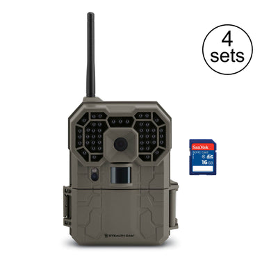 Stealth Cam GXW Game Trail Camera, 4 Pack (Certified Refurbished) + SD Cards