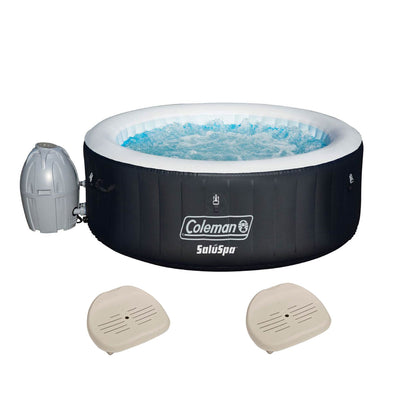 Coleman SaluSpa 4 Person Inflatable Outdoor Hot Tub & 2 Non-Slip Seat Accessory