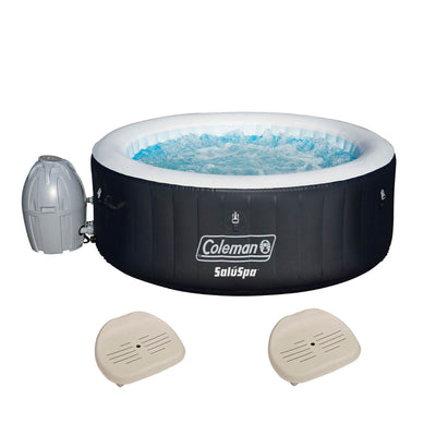 Coleman SaluSpa 4 Person Inflatable Outdoor Hot Tub & 2 Non-Slip Seat Accessory - VMInnovations