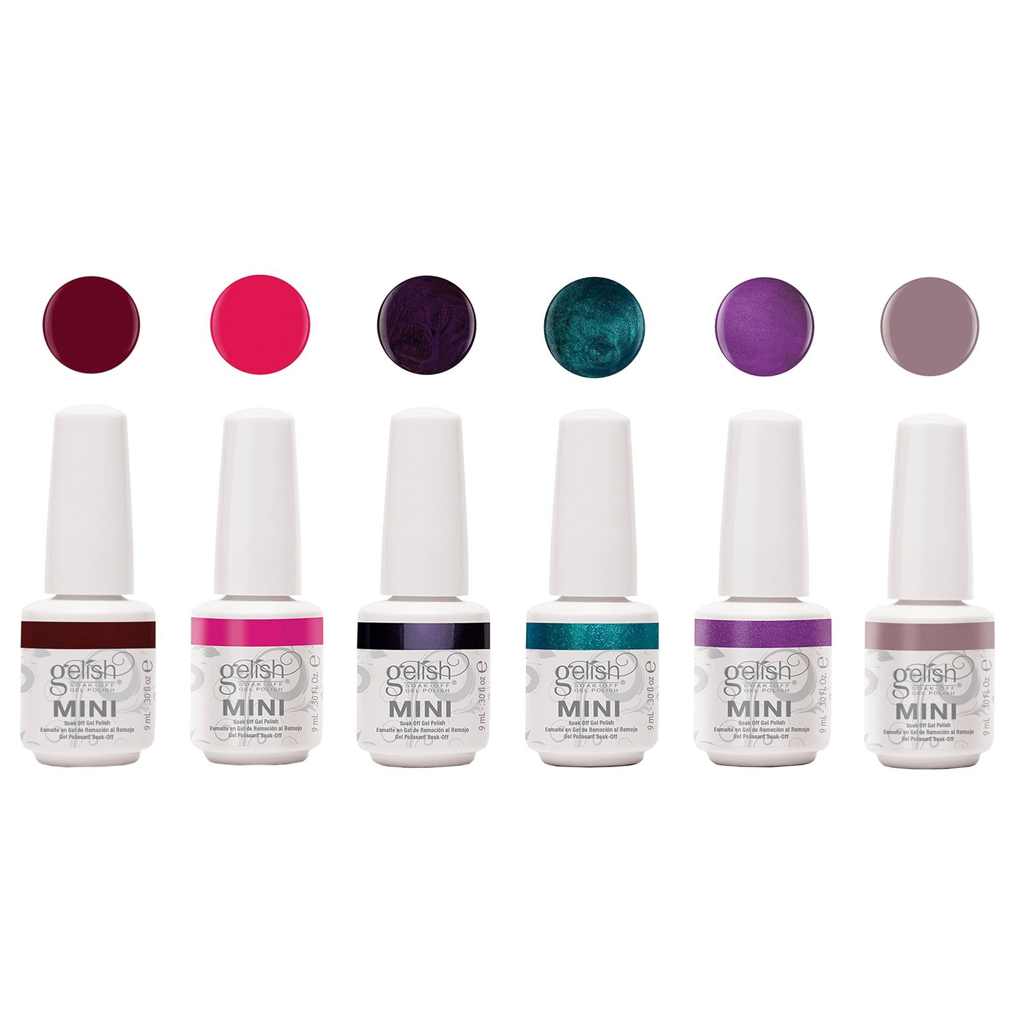 Gelish Mini Sassy Intergalactic Glam Gel Nail Polish 6 Pack & Basix Care Kit - VMInnovations