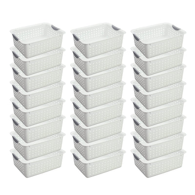 Sterilite Medium Ultra Plastic Storage Organizer Basket with Handles, (24 Pack)