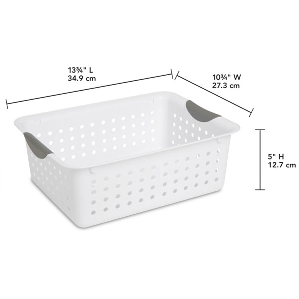 Sterilite Medium Ultra Plastic Storage Organizer Basket with Handles, (24 Pack) - VMInnovations