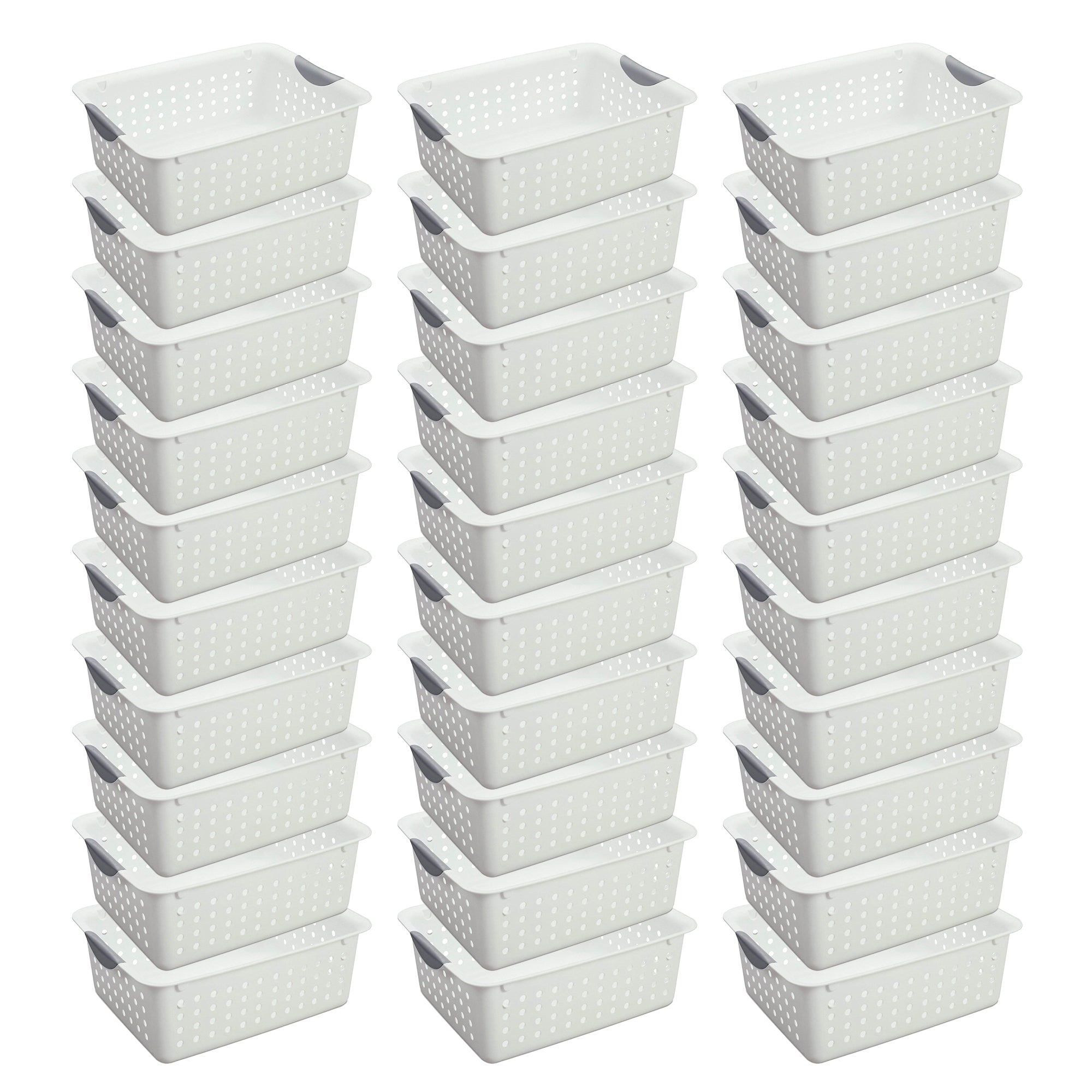 Sterilite Medium Ultra Plastic Storage Organizer Basket with Handles, (30 Pack)
