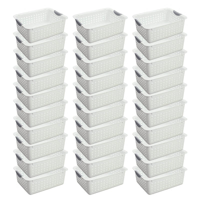 Sterilite Medium Ultra Plastic Storage Organizer Basket with Handles, (30 Pack)