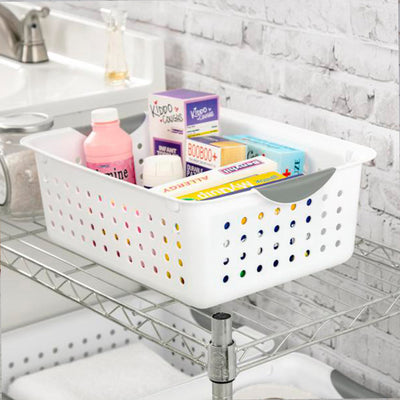 Sterilite 16248006 Medium Ultra Plastic Storage Organizer Basket White (72 Pack)