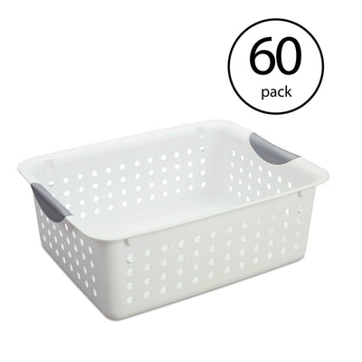 Sterilite 16248006 Medium Ultra Plastic Storage Organizer Basket White (60 Pack)
