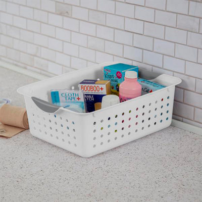 Sterilite 16248006 Medium Ultra Plastic Storage Organizer Basket White (54 Pack)