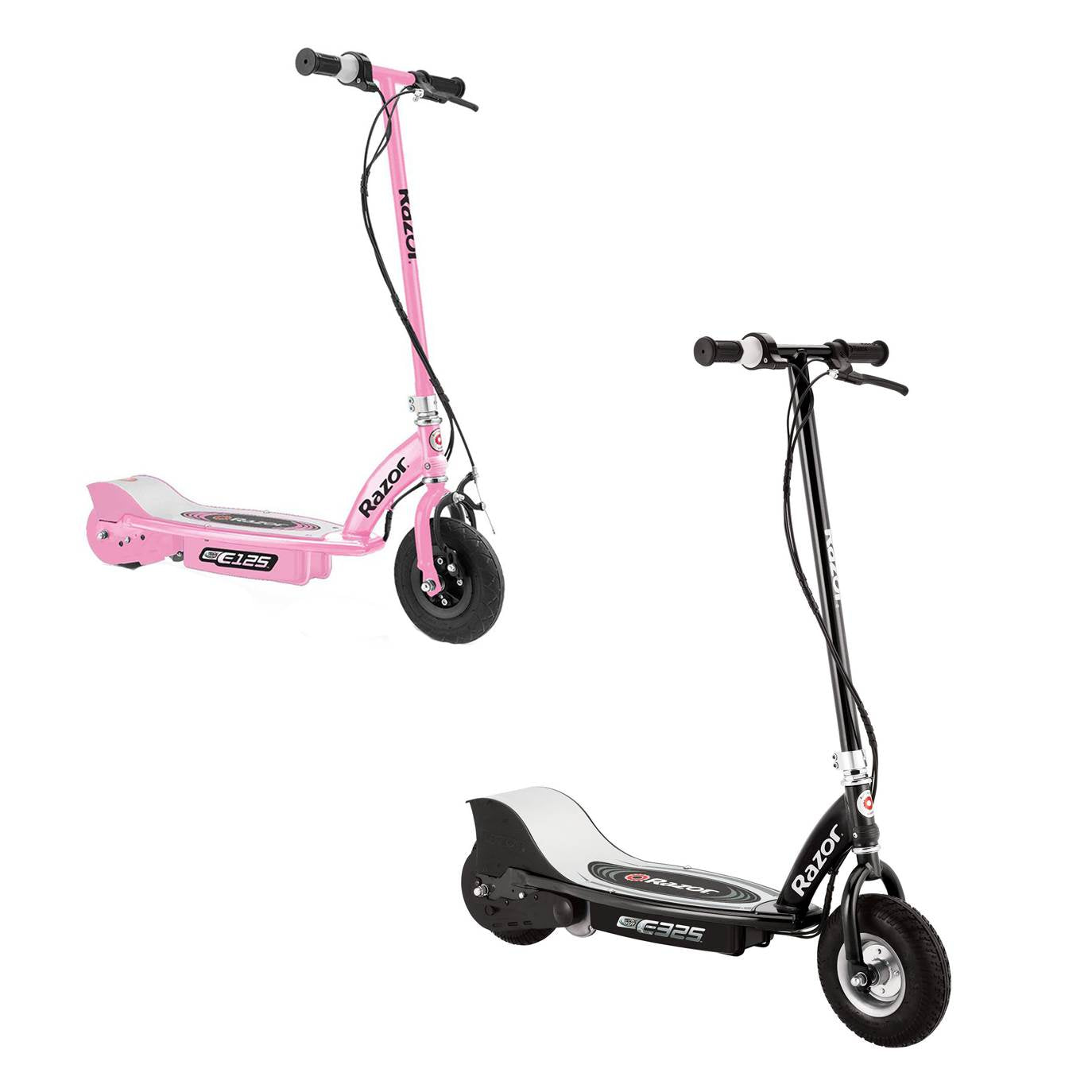 Razor Electric Rechargeable Motorized Ride On Kids Scooters, 1 Black & 1 Pink