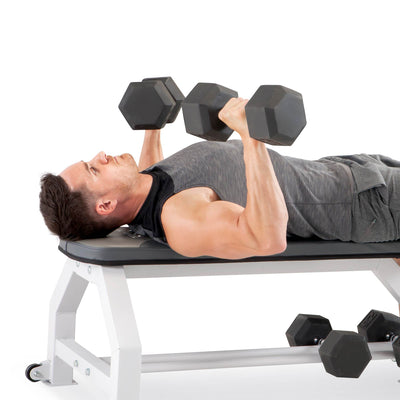 Marcy Pro Steel Utility Flat Weight Bench for Home and Gyms with Dumbbell Racks