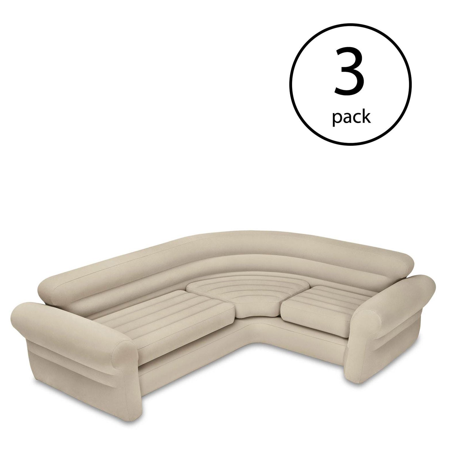 Intex Inflatable Corner Living Room Neutral Sectional Sofa 68575EP (3 Pack) - VMInnovations