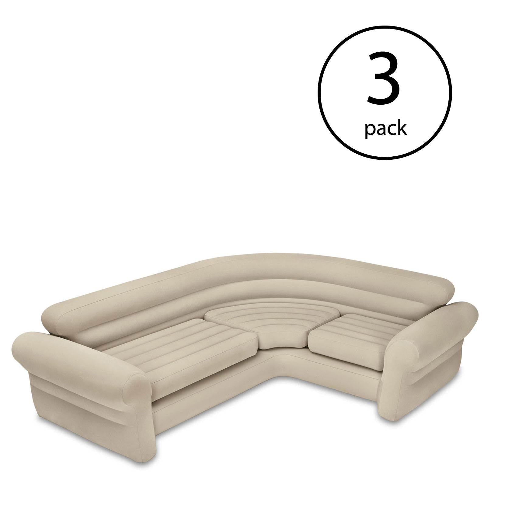 Intex Inflatable Corner Living Room Neutral Sectional Sofa 68575EP (3 Pack) - VMInnovations
