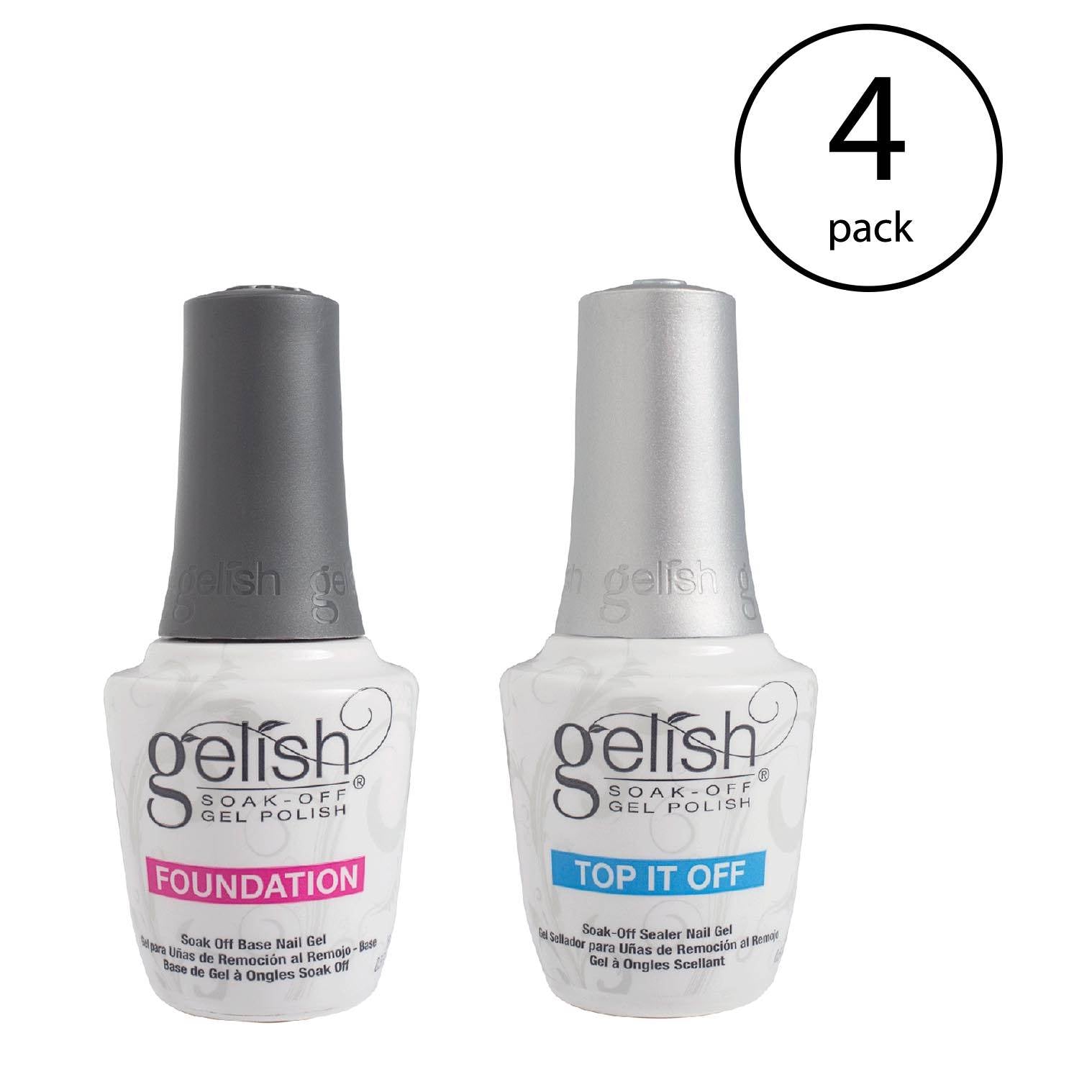 Gelish Dynamic Duo Foundation Base & Top It Off Sealer Gel Nail Polish (4 Pack)