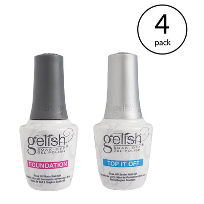 Gelish Dynamic Duo Foundation Base & Top It Off Sealer Gel Nail Polish (4 Pack)