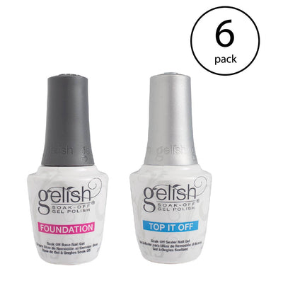 Gelish Dynamic Duo Foundation Base & Top It Off Sealer Gel Nail Polish (6 Pack)