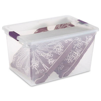 Sterilite ClearView 66 Quart Plastic Stacking Storage Tote w/ Latch Lid, 60 Pack