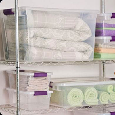 Sterilite ClearView 66 Quart Plastic Stacking Storage Tote w/ Latch Lid, 60 Pack