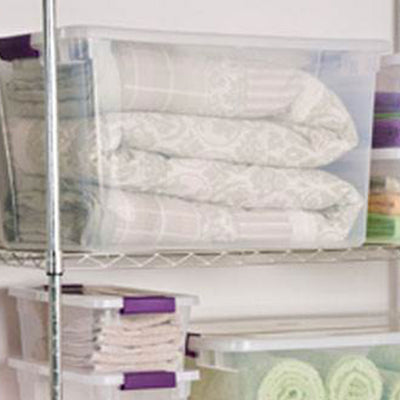 Sterilite ClearView 66 Quart Plastic Stacking Storage Tote w/ Latch Lid, 42 Pack