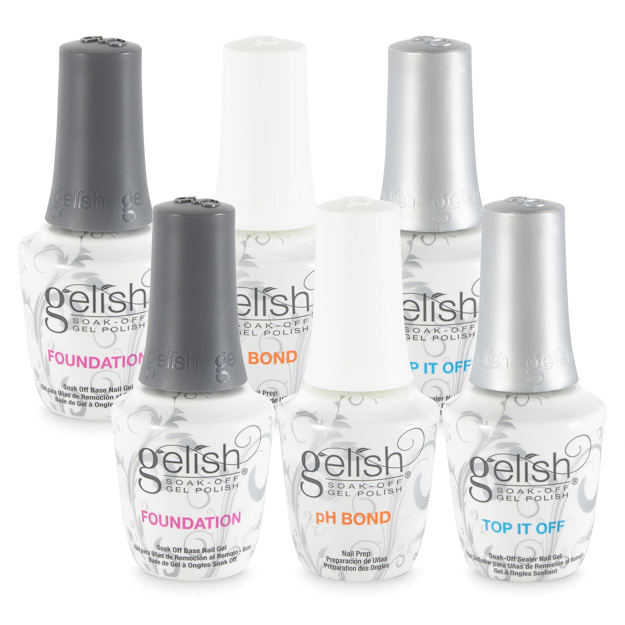 Gelish Terrific Trio Essentials Soak Off Gel Nail Polish Kit, 15 mL (2 Pack)