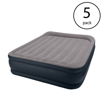 Intex Deluxe Raised Pillow Rest Air  Bed with Built-In Air Pump, Queen  (5 Pack)