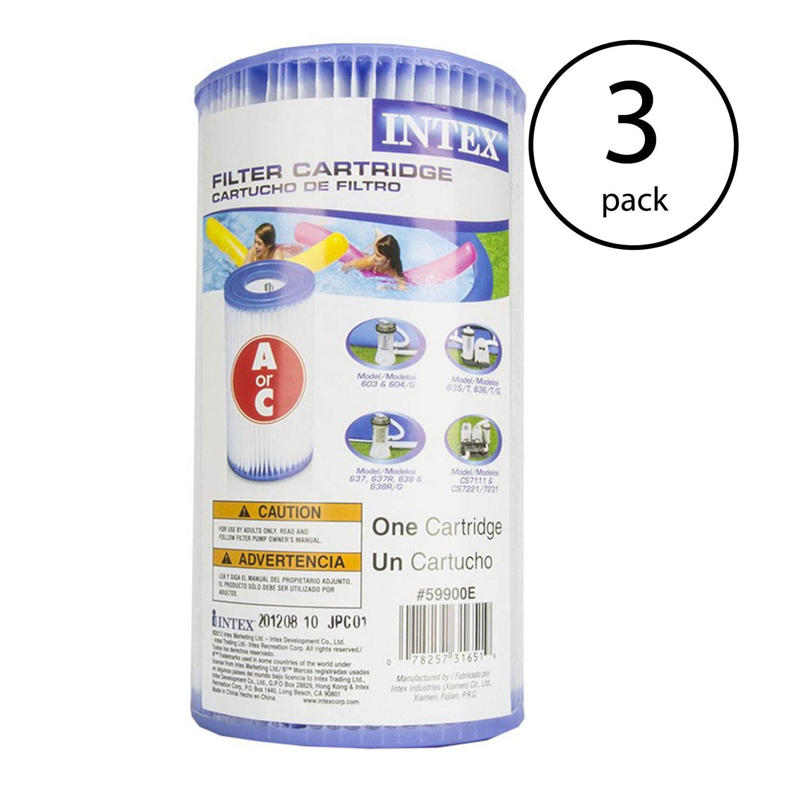 Intex Swimming Pool Easy Set Type A Replacement Filter Pump Cartridge (3 Pack) - VMInnovations