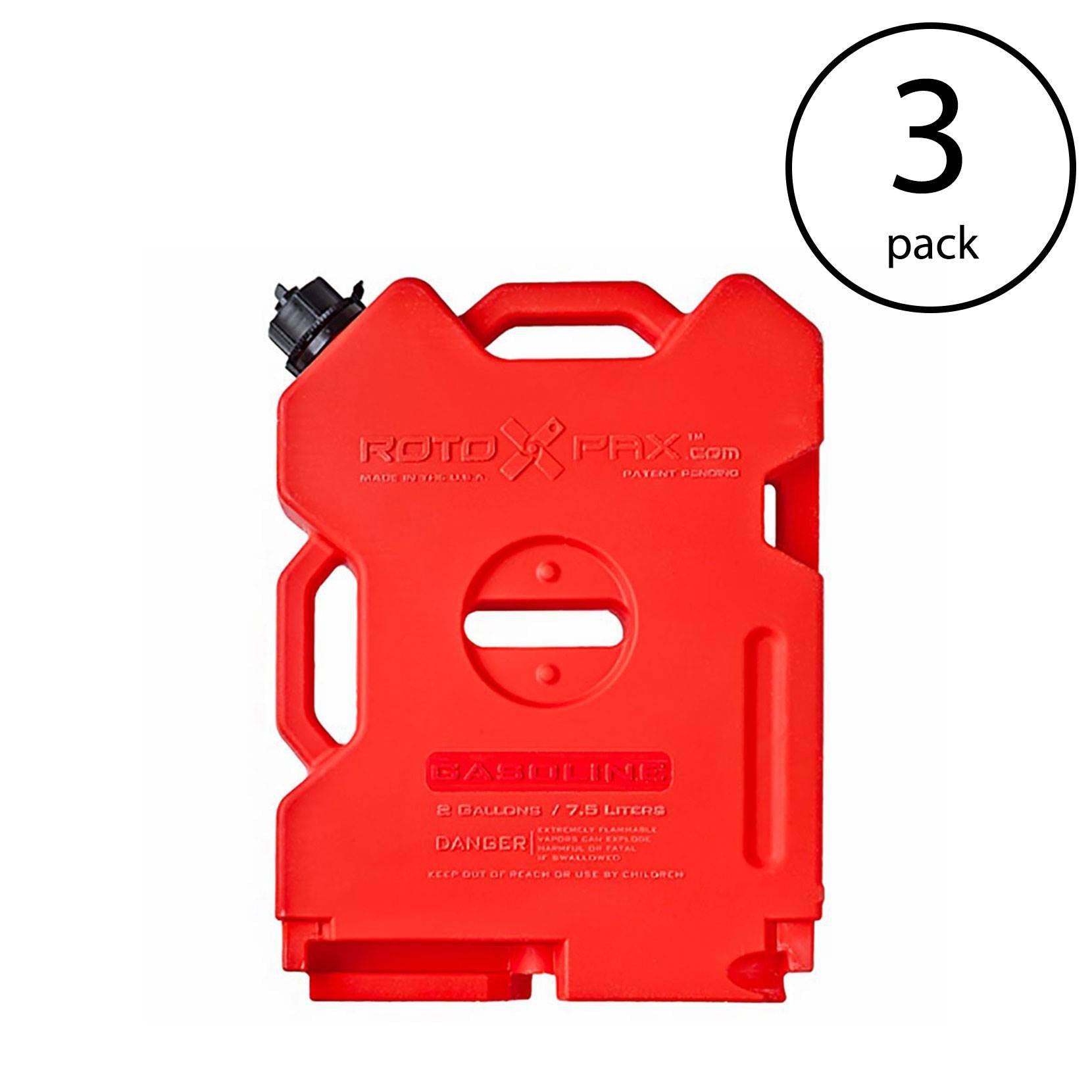 RotopaX  Leakproof 2 Gallon EPA Safe Gasoline Container and Spout, Red (3 Pack)