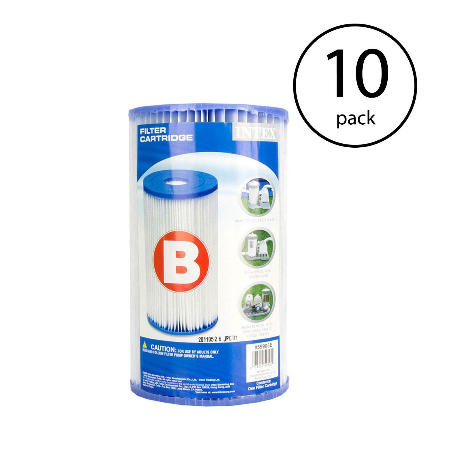 Intex Swimming Pool Easy Set Type B Replacement Filter Pump Cartridge (10 Pack) - VMInnovations
