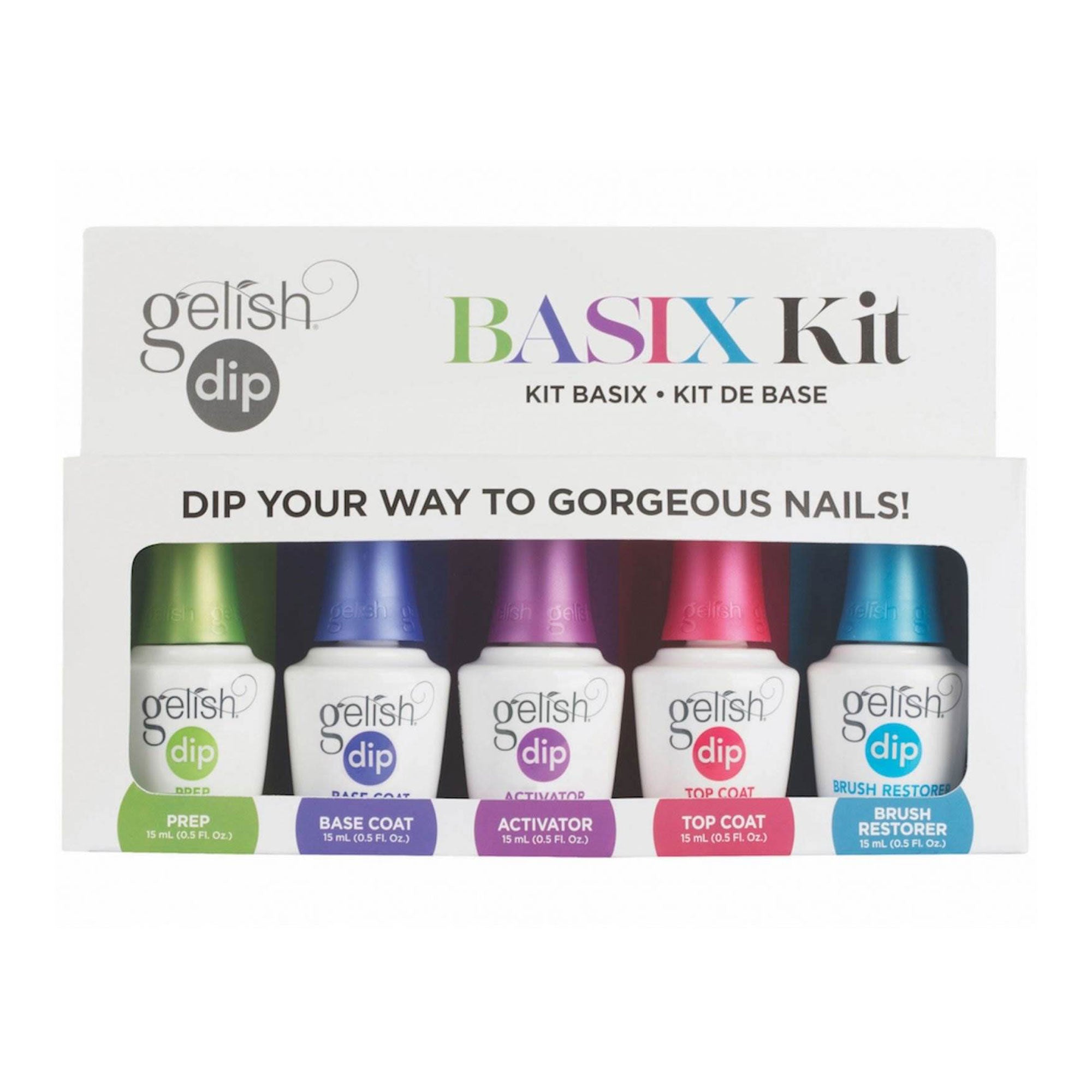 Gelish Soak Off Basix Acrylic Powder Nail Polish Dip Set Starter Kit (2 Pack)