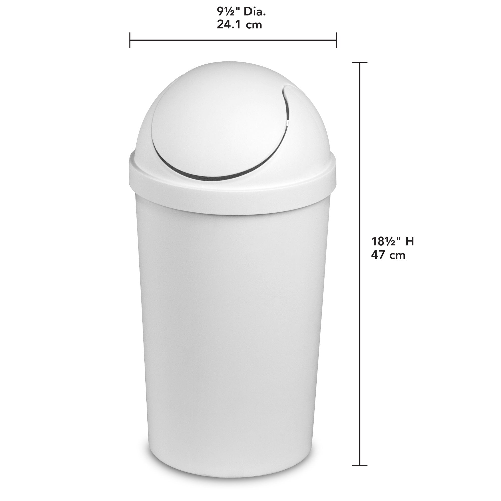 Sterilite 10838006 3 Gallon Round Swing Top Plastic Wastebasket, White (Open Box)