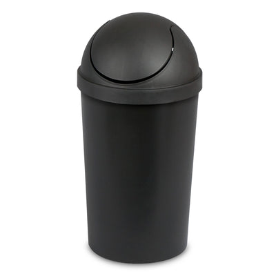Sterilite 10839006 3 Gallon Round Swing Top Plastic Wastebasket, Black (Open Box)