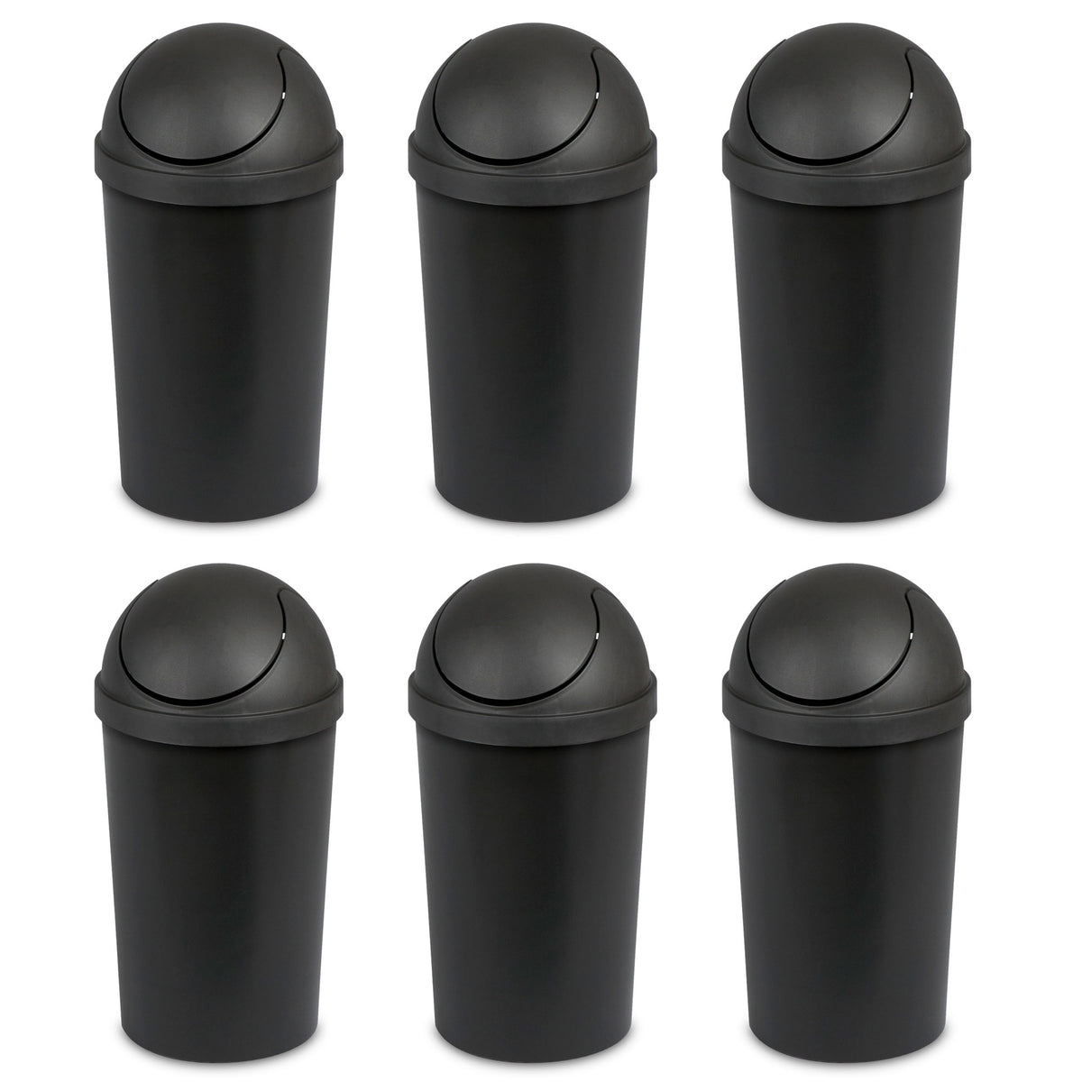 Sterilite 10839006 3 Gallon Round Swing Top Plastic Wastebasket, Black (Open Box)