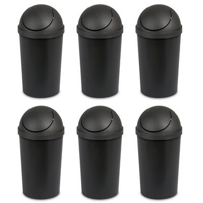 Sterilite 10839006 3 Gallon Round Swing Top Plastic Wastebasket, Black (Open Box)