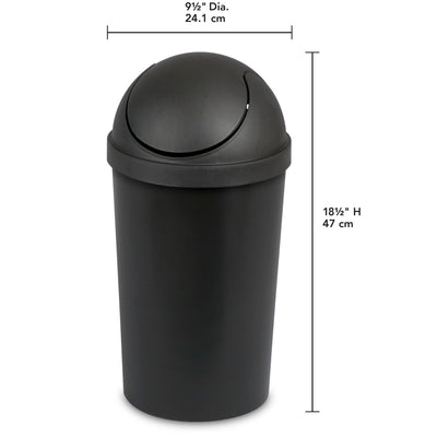 Sterilite 10839006 3 Gallon Round Swing Top Plastic Wastebasket, Black (Open Box)