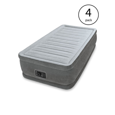 Intex Comfort Dura-Beam Elevated Twin Air Mattress w/ Built-In Pump (4 Pack)
