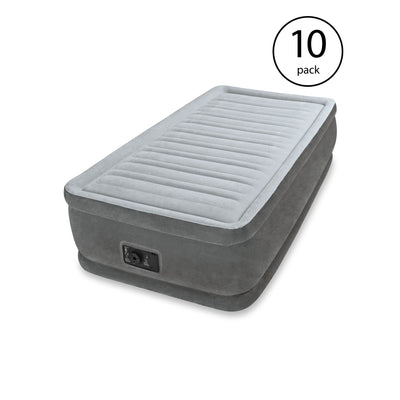 Intex Comfort Dura-Beam Elevated Twin Air Mattress w/ Built-In Pump (10 Pack)
