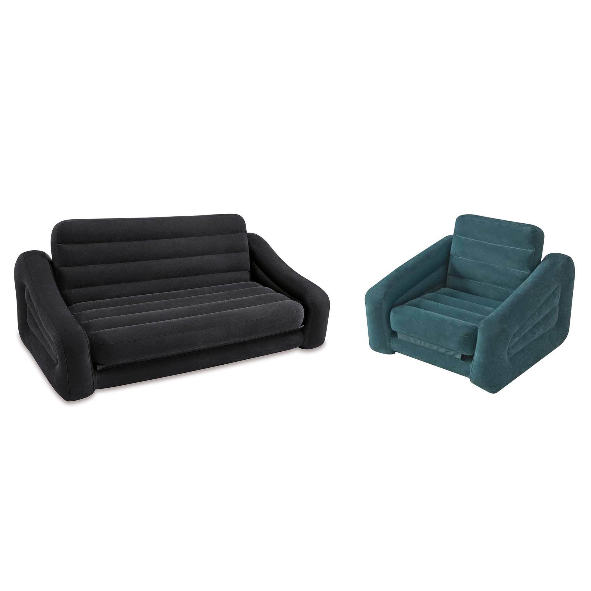 Intex Inflatable Queen Pull-Out Sofa Bed + Inflatable Pull-Out Chair Sleeper