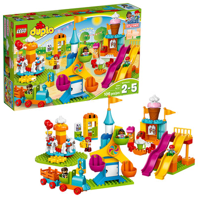 LEGO DUPLO 10840 Big Fair 106 Build Block Set w/ 5 Minifigures Set for Toddlers