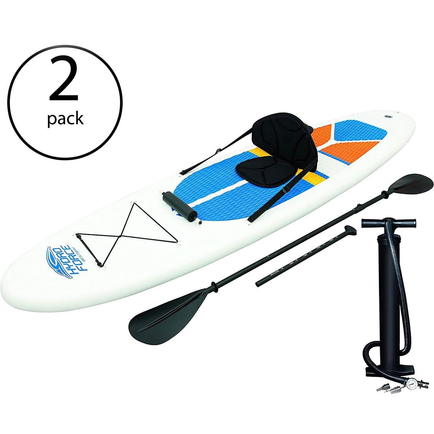 Bestway Hydro-Force White Cap 10' Inflatable SUP Stand Up Paddle Board (2 Pack) - VMInnovations