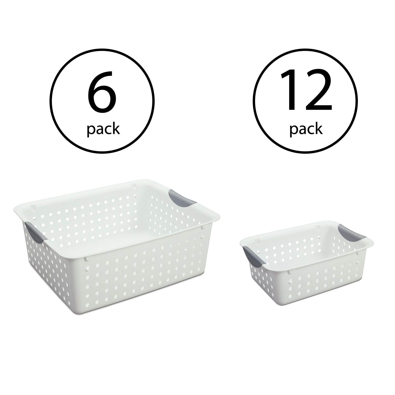 Sterilite Multi-Size Plastic Stackable Storage Basket Bundle, White (18 Pieces) - VMInnovations