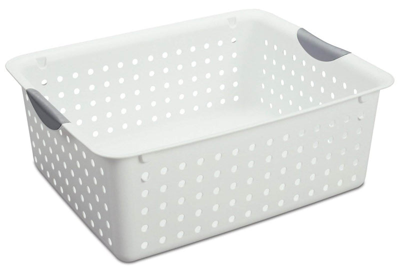 Sterilite Multi-Size Plastic Stackable Storage Basket Bundle, White (18 Pieces)